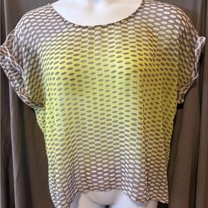 Jennifer Lopez Yellow and Gray Patterned Blouse